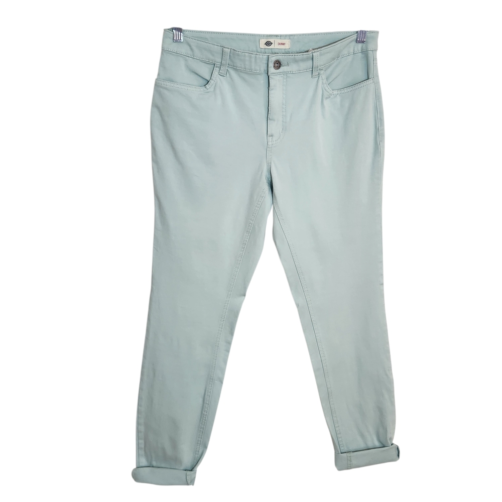 Dickies Mint Green Stretch Twill Skinny Pants Size 8 - Picture 1 of 10